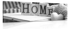 Πίνακας σε καμβά με την επιγραφή Home και νεκρή φύση σε ασπρόμαυρη εκδοχή