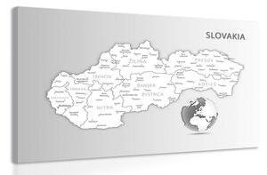 Πίνακας σε καμβά ασπρόμαυρος χάρτης της Σλοβακίας