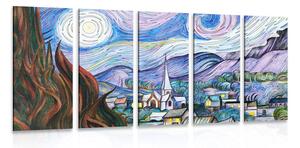 Πεντάπτυχος πίνακας αναπαραγωγή Hvězdná noc - Vincent van Gogh