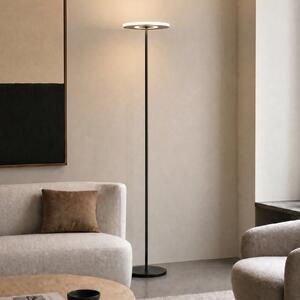 Lucande Λάμπα δαπέδου LED Raymond, μαύρη, CCT, με δυνατότητα ρύθμισης έντασης, ρυθμιζόμενος, Μαύρο, Σαλόνι / τραπεζαρία, Μέταλλο, σύγχρονο