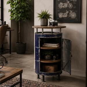 Boηθητικό τραπέζι Barrel (84183) Από Μέταλλο και Ξύλο, με 3 ράφια και διαστάσεις 76x116cm
