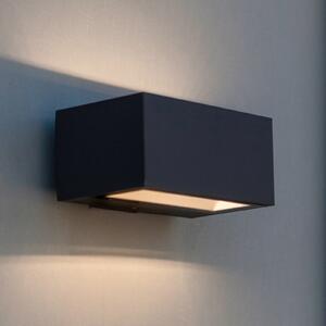 LUTEC Εξωτερικός φωτιστικός τοίχου LED GEMINI, σκούρο γκρι, 14 cm, IP54, προς τα, Γκρι, Αλουμίνιο, σύγχρονο, Γωνιακός τοίχος