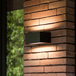 LUTEC Εξωτερικός φωτιστικός τοίχου LED GEMINI, μαύρος, 14 cm, IP54, προς τα πάνω/κάτω, Μαύρο, Αλουμίνιο, σύγχρονο, Γωνιακός τοίχος