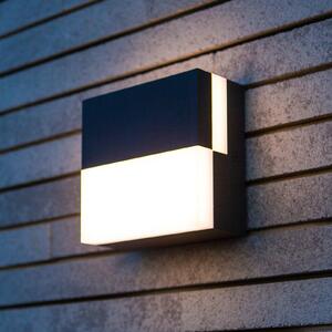LUTEC Εξωτερικός φωτιστικός τοίχου LED DOMINO, σκούρο γκρι, 14 x cm, IP65, Γκρι, Αλουμίνιο, σύγχρονο