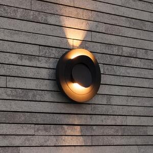 LUTEC Εξωτερικός φωτιστικός τοίχου LED MOOV, σκούρο γκρι, Ø 21 cm, μέταλλο, IP54, Γκρι, Αλουμίνιο, σύγχρονο