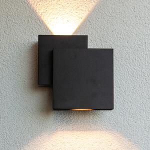 LUTEC Εξωτερικός φωτιστικός τοίχου LED RIALTO, μαύρος, 20 cm, IP44, προς τα πάνω/κάτω, Μαύρο, Αλουμίνιο, σύγχρονο, Πρίζα τοίχου πάνω/κάτω