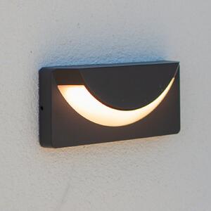 LUTEC Εξωτερικός φωτιστικός τοίχου LED LUPS, σκούρο γκρι, πλάτος 23 cm, IP54, Γκρι, Αλουμίνιο, σύγχρονο, Γωνιακός τοίχος