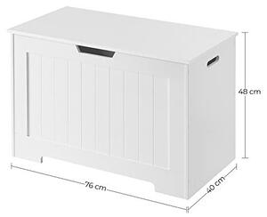 Μπαούλο Αποθήκευσης Vasagle, Λευκό, LHS11WT, 76 x 48 x 40 cm