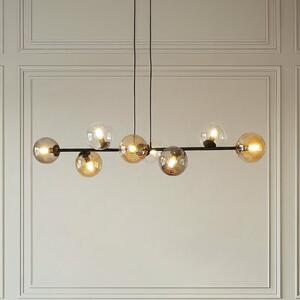 EMIBIG LIGHTING Κρεμαστό φωτιστικό Glassy, 8 φλόγες, μαύρο, γραφίτη/κεχριμπάρι/διαφανές, ρυθμιζόμενος, Μαύρο, Σαλόνι / τραπεζαρία, Γυαλί, σύγχρονο, Σφαίρα