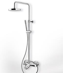 Eurorama Tonda Chrome Μπαταρία Ντουζιέρας 2 Εξόδων με Κολώνα, Tηλέφωνο, Στήριγμα Τηλεφώνου και 'Αθραυστο Σπιράλ 145066-100