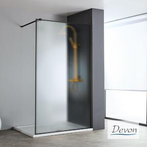 DEVON Iwis Fluted Walk-in Διαχωριστικό Κρύσταλλο Ντουζιέρας Fluted με βραχίονα στήριξης 67-69εκ Υ200εκ Black Matt