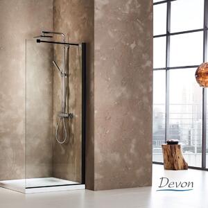 DEVON Iwis Walk-In WD70C-400 Διαχωριστικό Κρύσταλλο Ντουζιέρας με μπράτσο στήριξης Black Matt 67-69 / ύψος 185εκ
