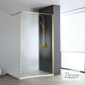 DEVON Iwis Fluted Walk-in Διαχωριστικό Κρύσταλλο Ντουζιέρας Fluted με βραχίονα στήριξης 66-68εκ Υ200εκ Gold Brushed PVD