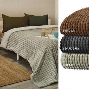 Κουβέρτα Fleece Υπέρδιπλη Με Γουνάκι (220x240) Whitegg KB130 1-Brown