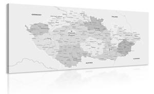 Πίνακας σε καμβά κομψός γκρι χάρτης της Τσεχίας