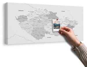 Πίνακας σε φελλό κομψός γκρίζος χάρτης της Τσεχίας