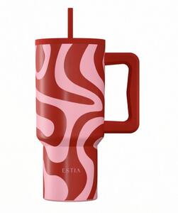 Κούπα Θερμός Με Λαβή & Καλαμάκι 900ml Estia Save The Aegean Tumbler Coral Waves 01-41588