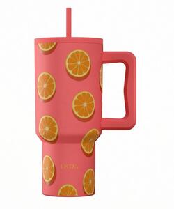 Κούπα Θερμός Με Λαβή & Καλαμάκι 900ml Estia Save The Aegean Tumbler Orange Pop 01-41595