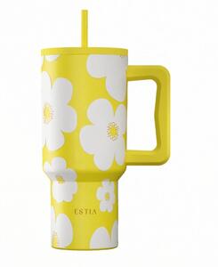 Κούπα Θερμός Με Λαβή & Καλαμάκι 900ml Estia Save The Aegean Tumbler Yellow Daisy 01-41625