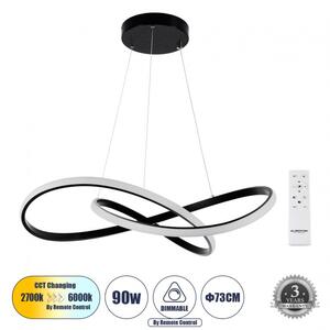 Κρεμαστό Φωτιστικό LED CCT 90W Φ73cm Αλουμίνιο Dimmable Globostar 60913 Μαύρο