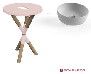 Scarabeo Cross 2501F0-9854 Antique Pink Πάγκος Με Νιπτήρα Glam Pearl Ø39εκ