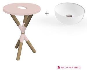 Scarabeo Cross 2501F0-9854 Antique Pink Πάγκος Με Νιπτήρα Glam Λευκό Ø39εκ