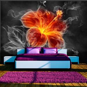 Φωτοταπετσαρία κρίνος στον καπνό - Fiery flower inside the smoke