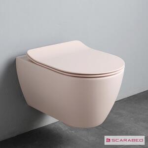 SCARABEO Moon Clean Flush 552000SC-810 Λεκάνη Κρεμαστή Rimless 50,5εκ με Slim Soft Close Κάλυμμα Antique Pink