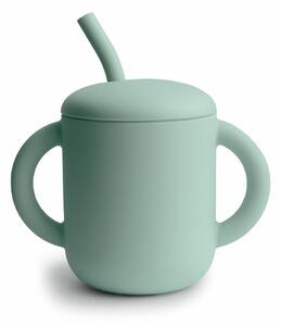 Ποτήρι Εκπαιδευτικό Σιλικόνης 175ml Με Καλαμάκι Mushie Cambridge Blue 66-2470031