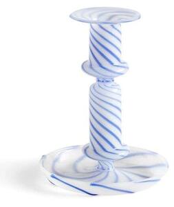 HAY - Flare Stripe Candle Holder Milk Medium Blue HAY