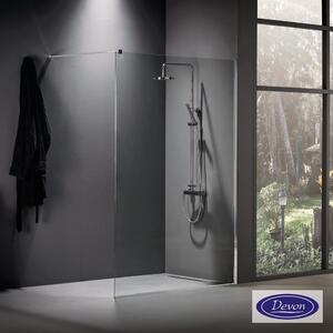 Devon Iwis Walk-in Διαχωριστικό Κρύσταλλο Ντουζιέρας με βραχίονα στήριξης 47-49εκ ύψος 200εκ Chrome