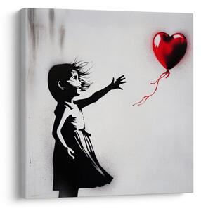 Πίνακας σε καμβά καρδιά στον άνεμο street art