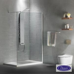 Devon Iwis Walk-in Διαχωριστικό Κρύσταλλο Ντουζιέρας με βραχίονα στήριξης 47-49εκ ύψος 200εκ White Matt