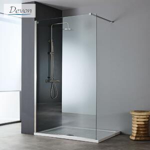 Devon Iwis Walk-in Διαχωριστικό Κρύσταλλο Ντουζιέρας με βραχίονα στήριξης 46-48εκ ύψος 200εκ Inox Brushed