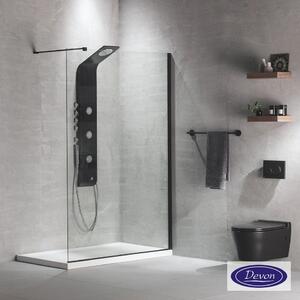 Devon Iwis Walk-in Διαχωριστικό Κρύσταλλο Ντουζιέρας με βραχίονα στήριξης 57-59εκ ύψος 200εκ Black Matt