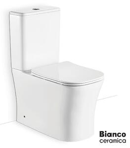 BIANCO CERAMICA NORMA NR12100SC-300 Rimless Λεκάνη BTW πισω/κατωστόμια καζανάκι& μηχ3/6lt με κάλυμμα SLIM Soft close White 62εκ