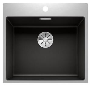 Blanco Subline 500 IF/A Black SteelFrame SILGRANIT™ PuraDur™ Γρανιτένιος Νεροχύτης Ένθετος Ισόπεδος 54,3x51cm