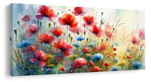 Πίνακας σε καμβά ανθισμένο χωράφι με παπαρούνες και κενταύριες