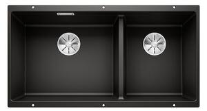 Blanco Subline-U 480/320-U Black SILGRANIT™ PuraDur™ Γρανιτένιος Νεροχύτης Υποκαθήμενος με 2 Γούρνες 85,5x46 cm