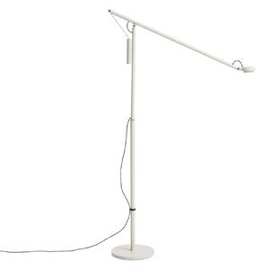 HAY Λάμπα δαπέδου LED Fifty-Fifty, γκρι, ύψος 135 εκ., με ρυθμιστή έντασης, ρυθμιζόμενος, Γκρι, Σαλόνι / τραπεζαρία, Αλουμίνιο, σχεδιασμός