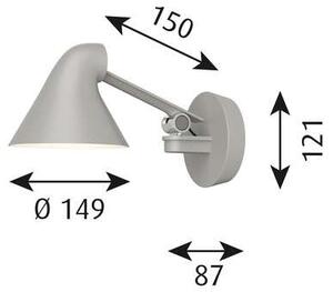 Louis Poulsen - NJP Box LED Φωτιστικό τοίχου 2700K HW Short Light Alu/Γκρι Louis Poulsen