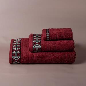 Πετσέτα Προσώπου (50x90) White Fabric Perrin Bordeaux White 500gsm