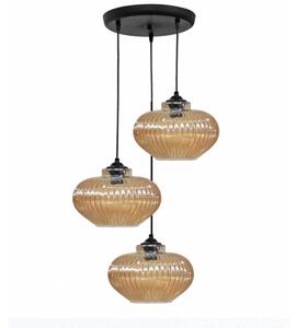 Φωτιστικό Οροφής Τρίφωτο Heronia Rigato 02-0340 Amber