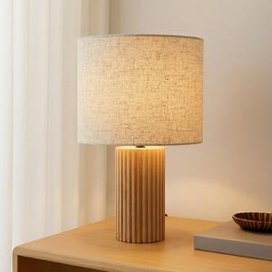 Lindby Επιτραπέζια λάμπα Kimiko, ύψος 38 cm, ξύλο, ύφασμα, Ξύλου, Σαλόνι / τραπεζαρία, Ξύλο, Σκανδιναβικό