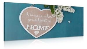 Πίνακας σε καμβά καρδιά με το απόφθεγμα - Home is where your heart is