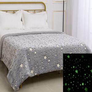 Φωσφοριζέ Κουβέρτα Fleece Μονή Με Γουνάκι (170x220) Silk Fashion Star Γκρι
