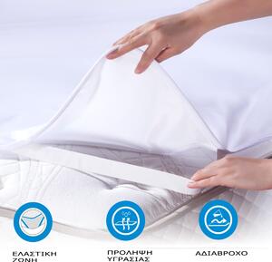 Κάλυμμα Στρώματος Υπέρδιπλο Αδιάβροχο (160x200) Dimcol 4 Λάστιχα White