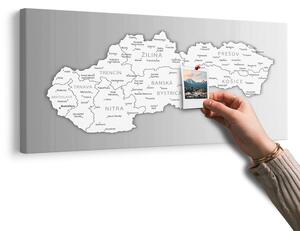 Πίνακας σε φελλό ασπρόμαυρος χάρτης της Σλοβακίας