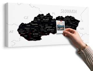 Πίνακας σε φελλό μοντέρνος χάρτης της Σλοβακίας