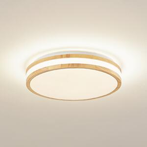 Lindby LED φωτιστικό οροφής Emiva, Ø 39,5 cm, CCT, ξύλο